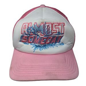 Almost Someday Snapback Trucker Hat Pink One Size Adjustable Mesh Back